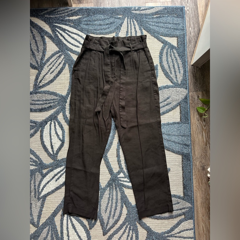 H&M Paper Bag Waist High Waisted Drawstring Pants - Picture 2 of 7
